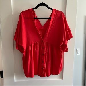 Red Short Sleeve Blouse